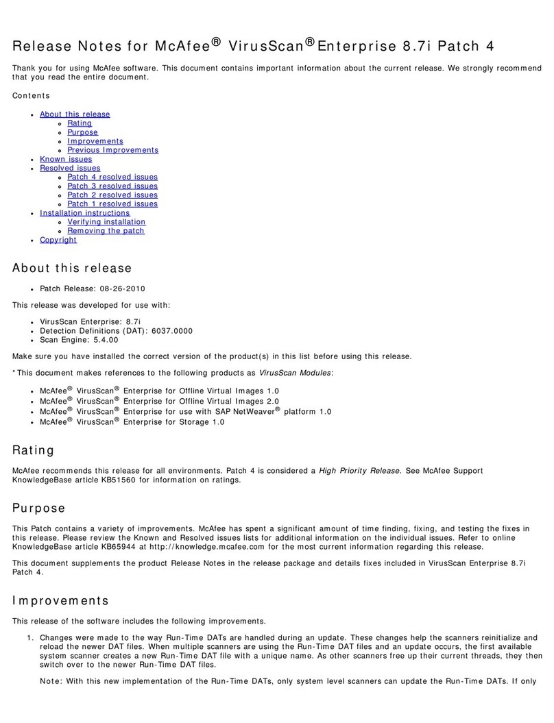 McAfee VIRUSSCAN ENTERPRISE 8.7I PATCH 4 - S Instruction Manual