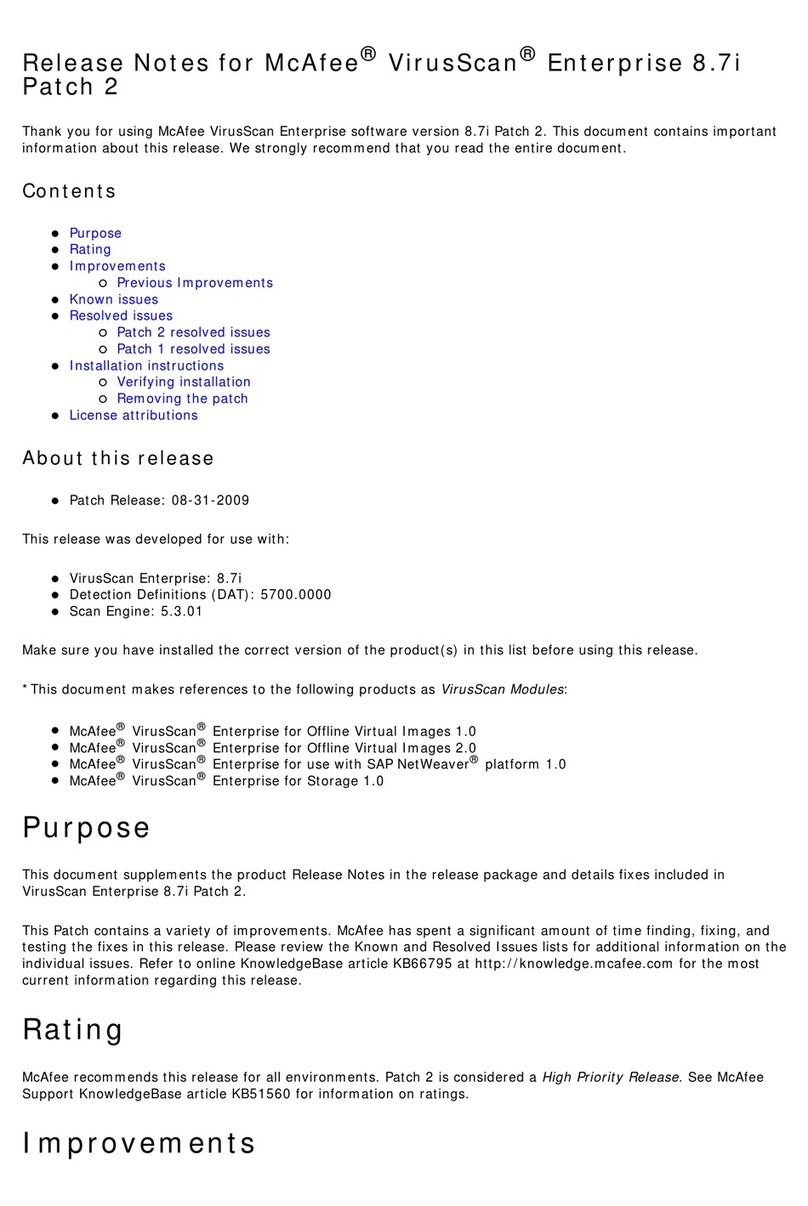 McAfee VIRUSSCAN ENTERPRISE 8.7I PATCH 2 - S... Instruction Manual