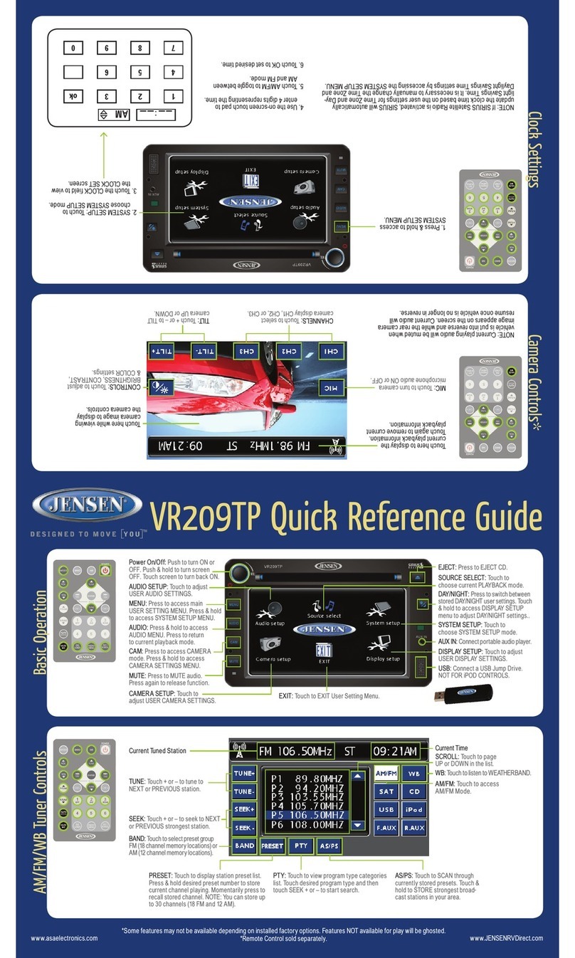 Jensen VR209TPB Quick reference guide