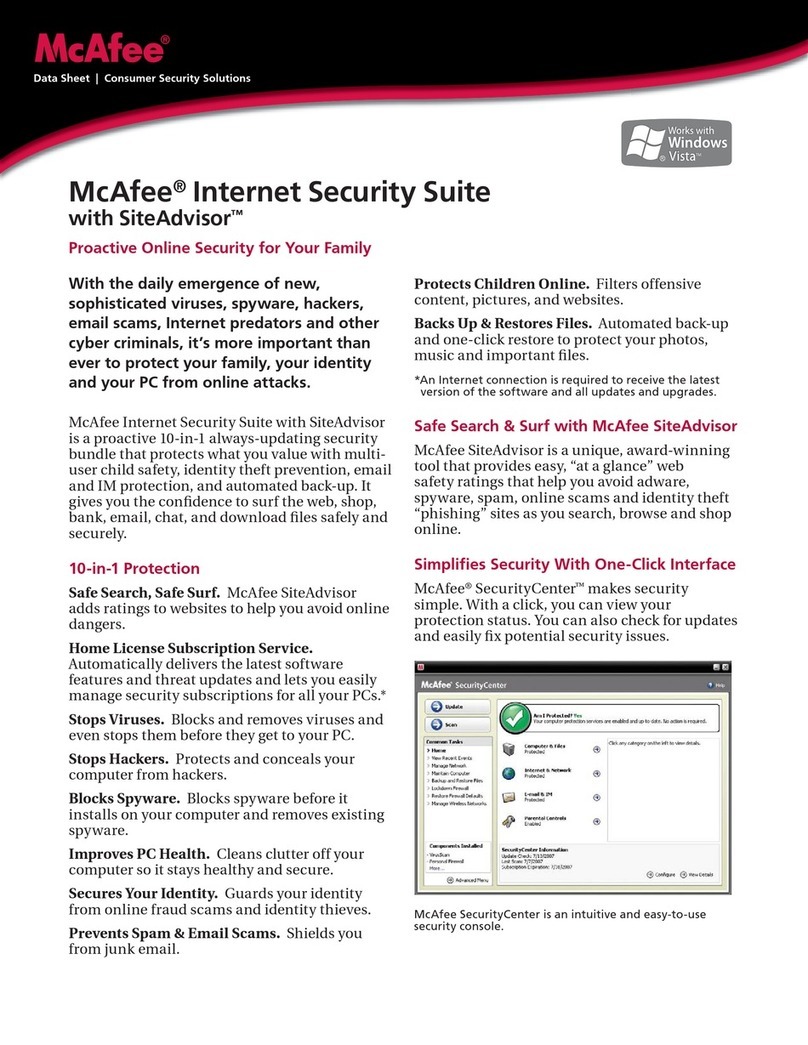 McAfee INTERNET SECURITY 2008 datasheet
