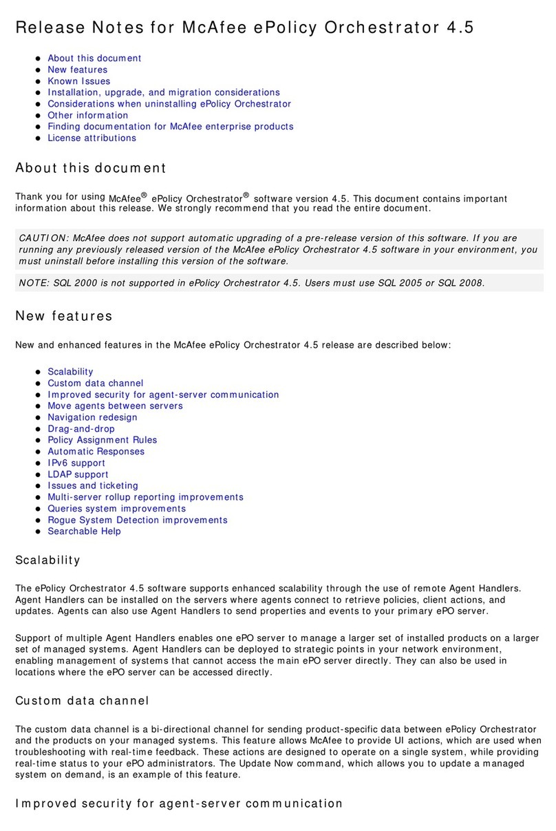 McAfee EPOLICY ORCHESTRATOR 4.5 RELEA release note
