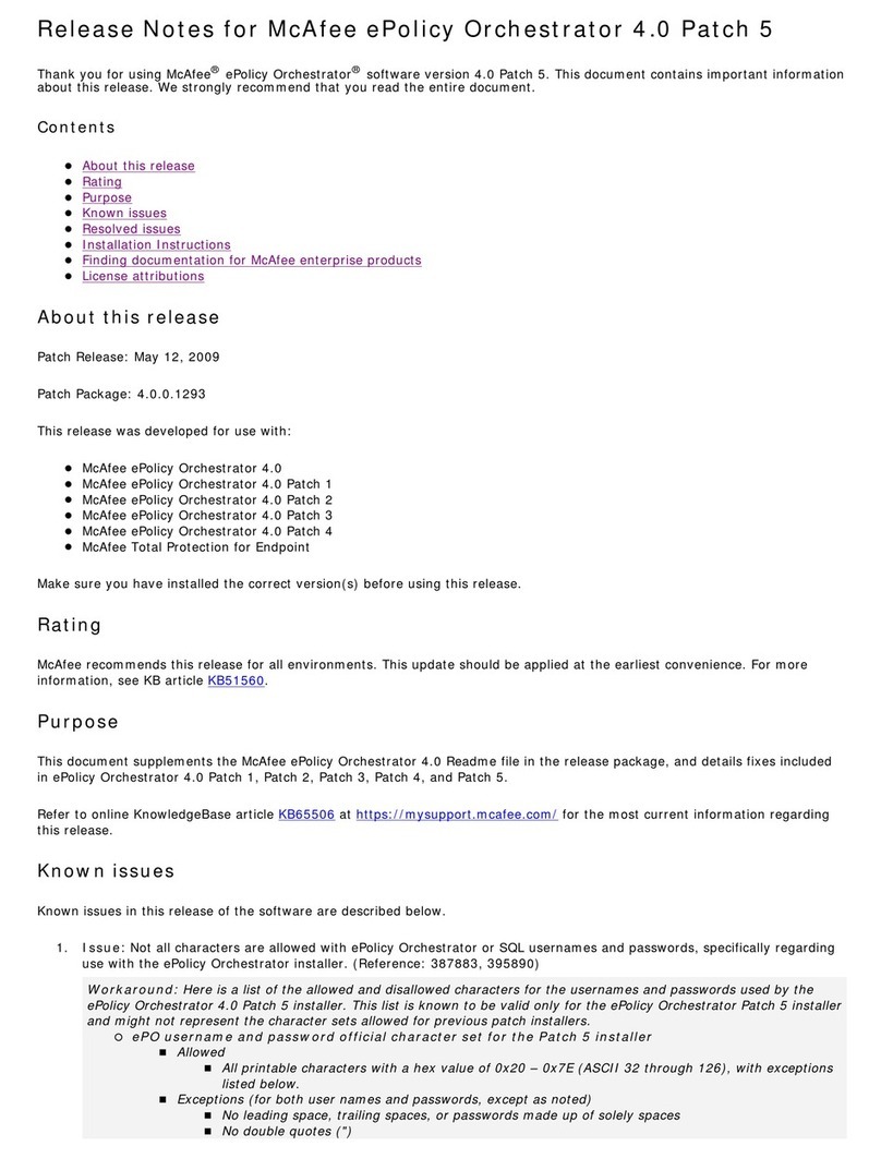 McAfee EPOLICY ORCHESTRATOR 4.0 PATCH 5 - S... Instruction Manual