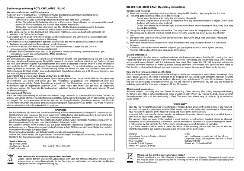 IBP IRL 100 Operation manual