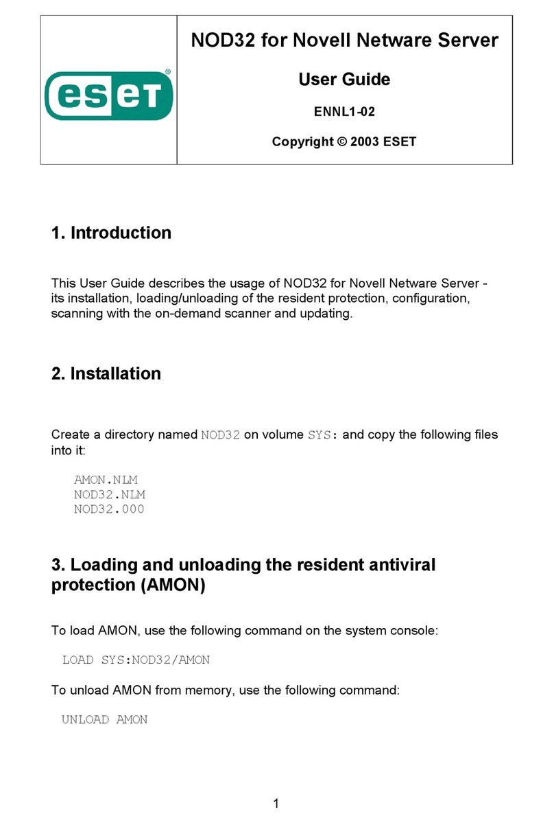 ESET NOD32 ANTIVIRUS - FOR NOVELL NETWARE SERVER User manual