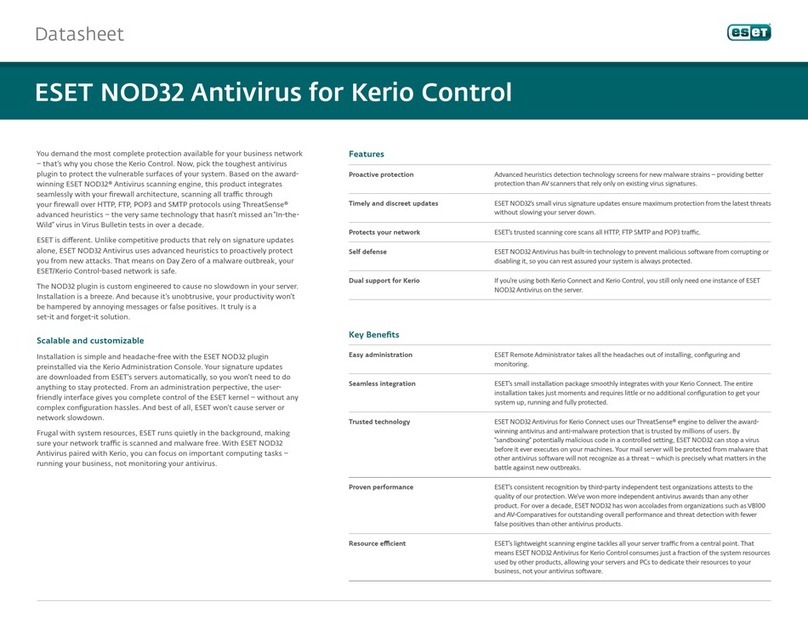 ESET NOD32 ANTIVIRUS - FOR KERIO datasheet