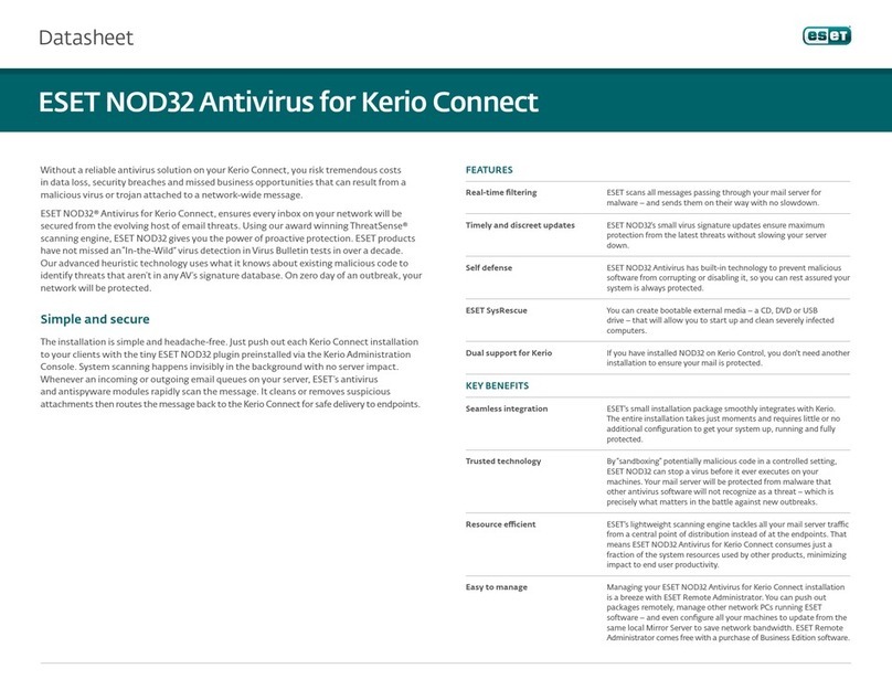 ESET NOD32 ANTIVIRUS - FOR KERIO datasheet