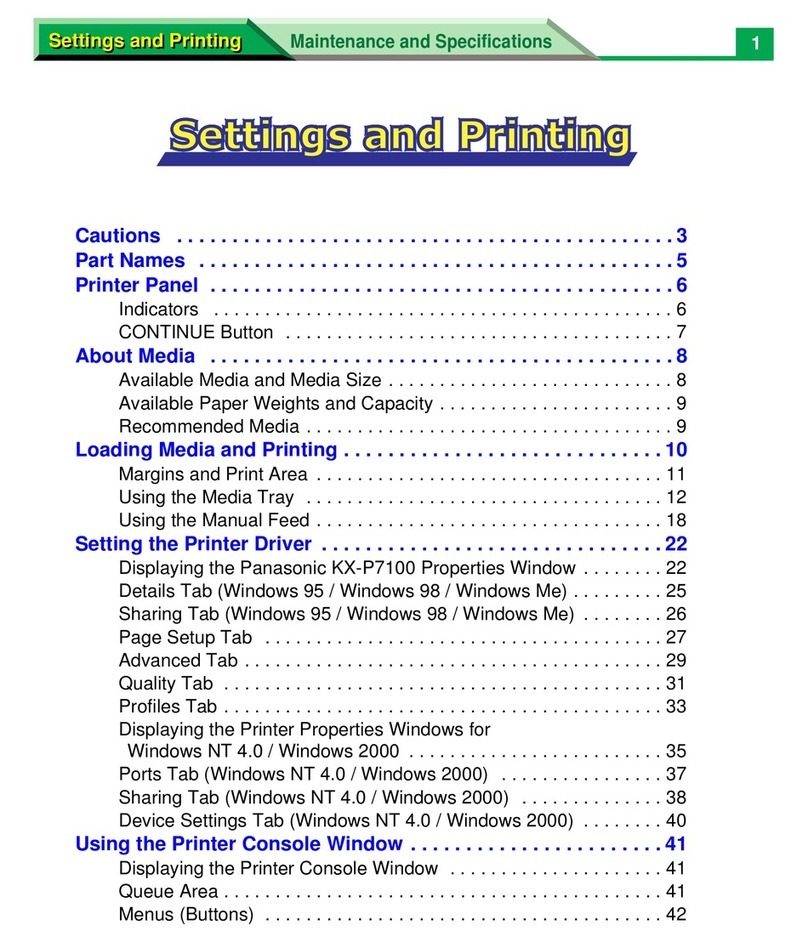 Panasonic KX-P7100 Settings and Printing