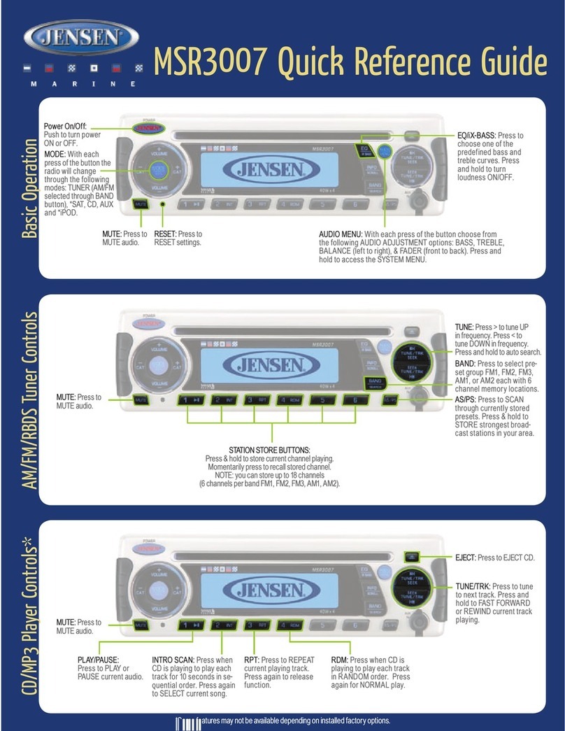 Jensen MSR3007 Quick reference guide