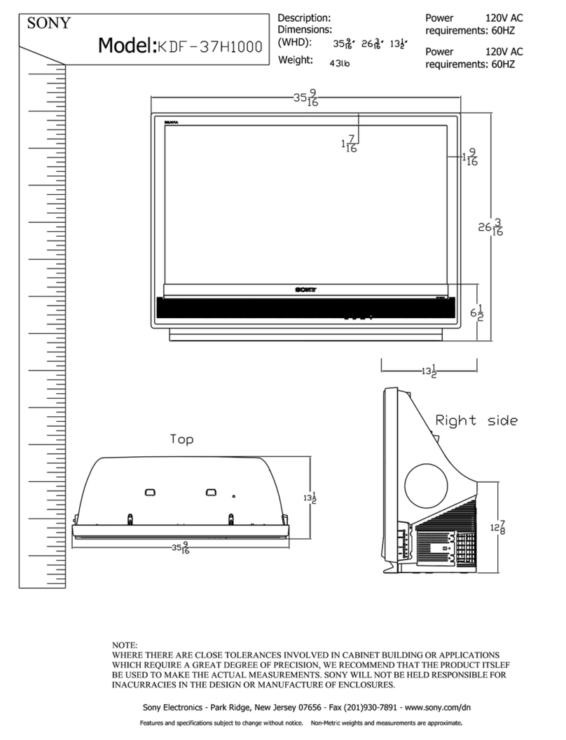 Sony KDF-37H1000 - 37" Bravia 3lcd Microdisplay Projection... Dimensions