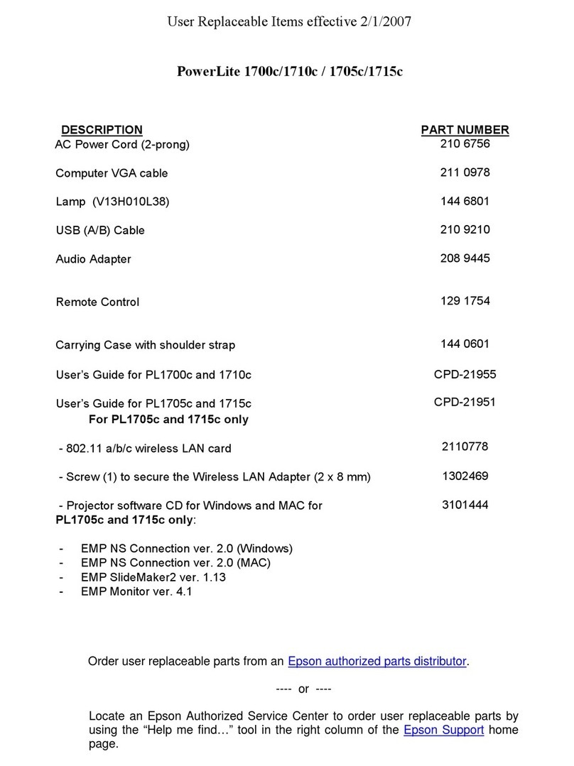 Epson 1700C - PowerLite XGA LCD Projector User manual
