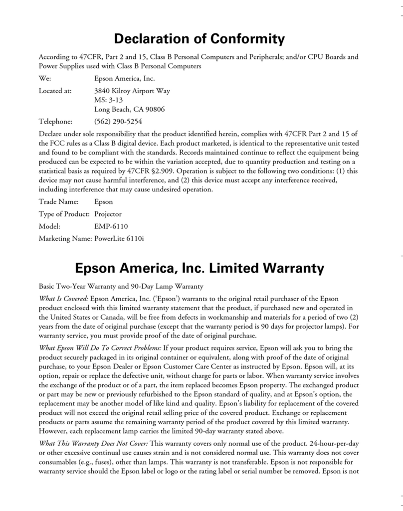 Epson 6110i - PowerLite XGA LCD Projector Reference guide