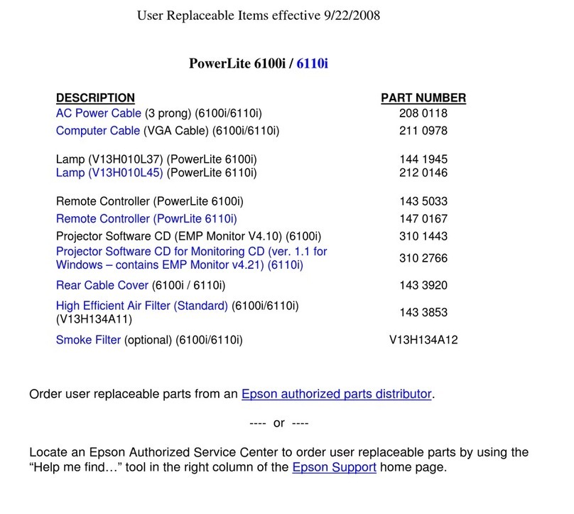 Epson 6100i - PowerLite XGA LCD Projector User manual