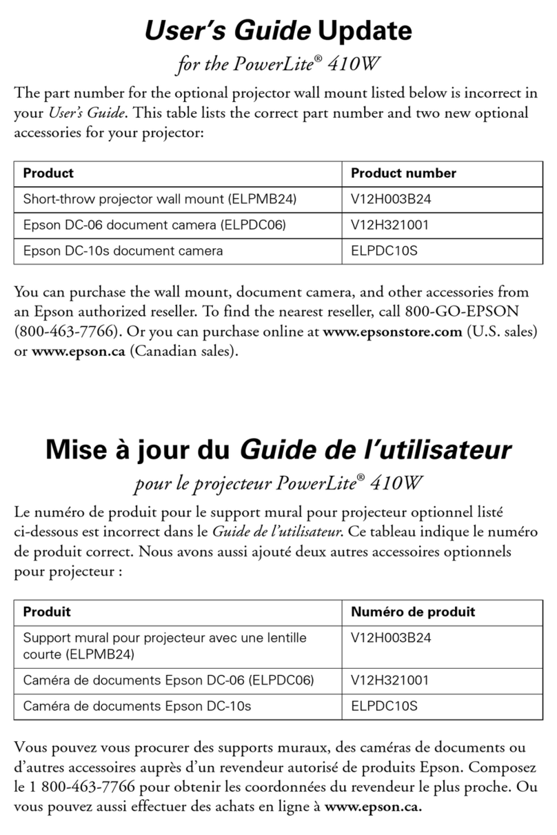 Epson 410W - PowerLite WXGA LCD Projector User manual