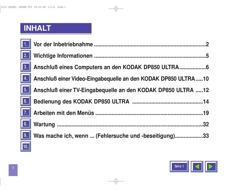Kodak DP850 - Ultra Digital Projector Quick start guide