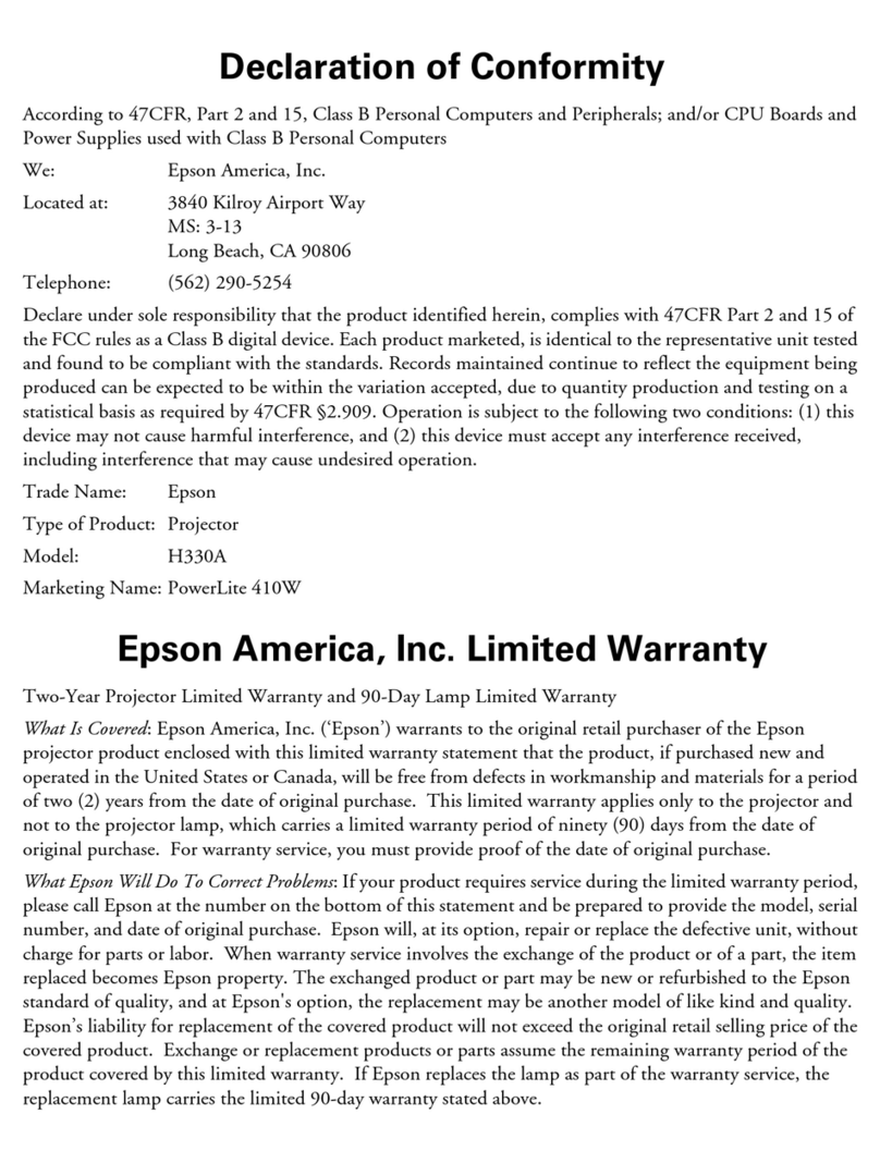 Epson 410W - PowerLite WXGA LCD Projector Reference guide