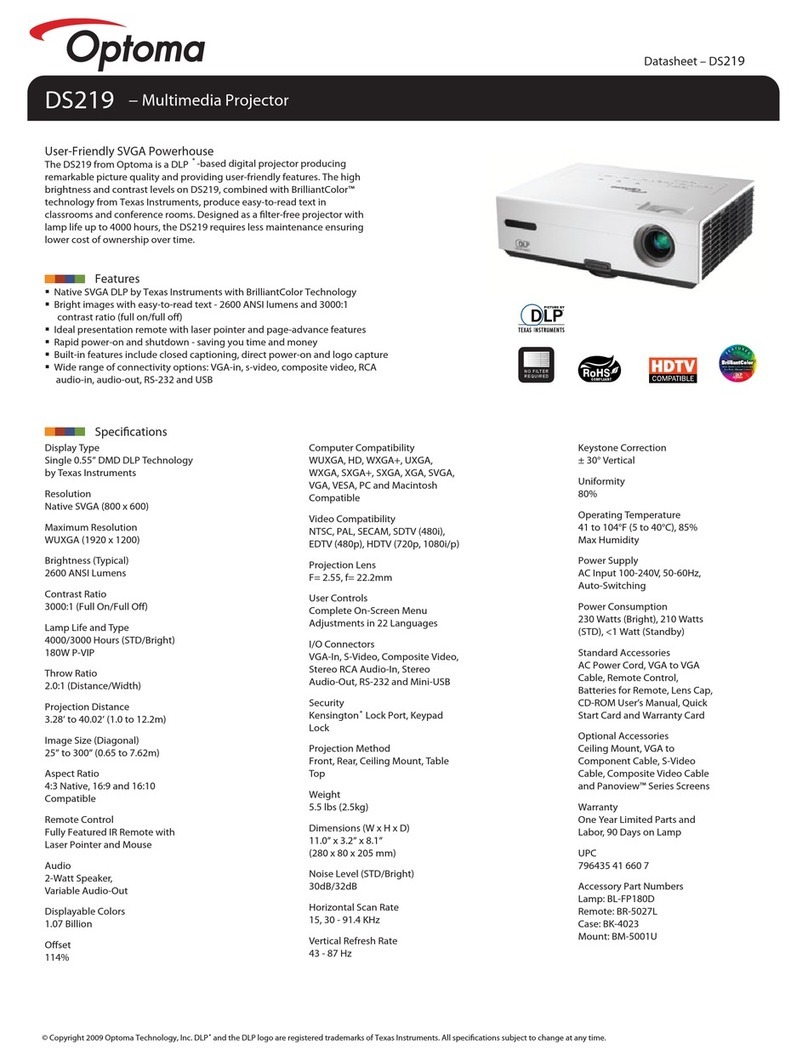 Optoma DS219 datasheet