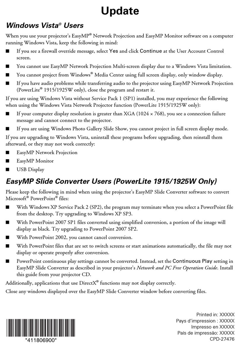 Epson 1925W - POWERLITE Multimedia Projector Technical manual