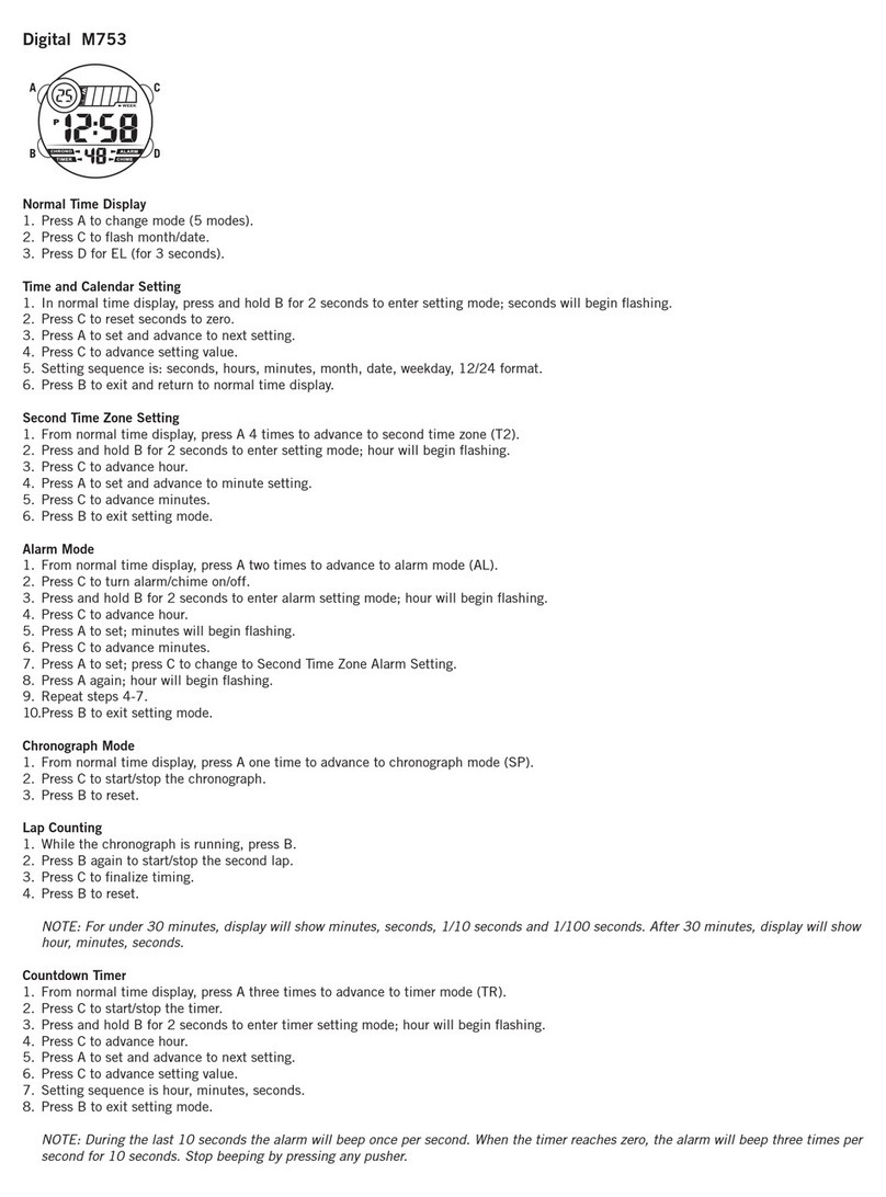 Fossil DIGITAL M753 User manual