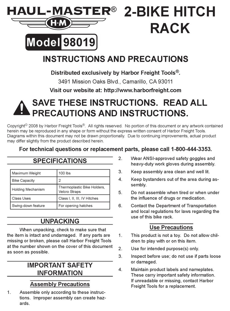 HAUL MASTER 98019 Instructions and precautions