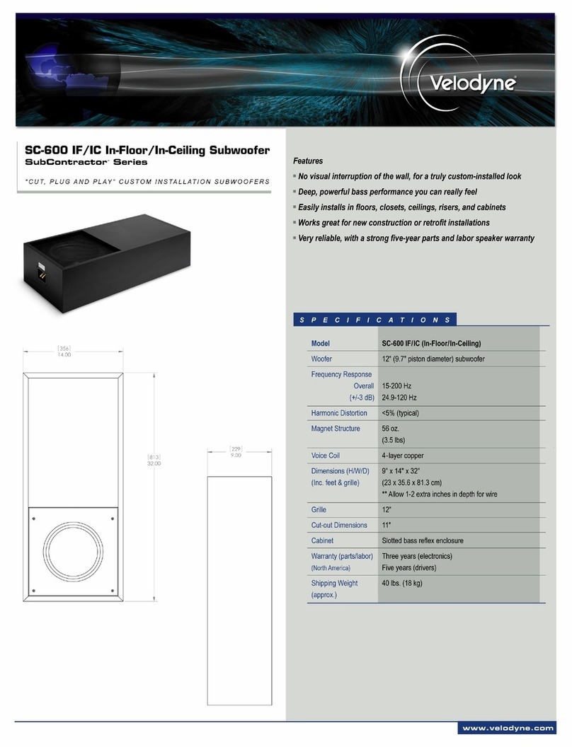 Velodyne SUBCONTRACTOR SC-600 Amplifier User manual