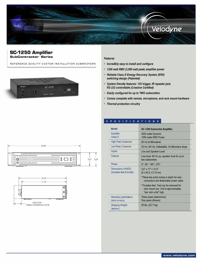 Velodyne SubContractor Series SC-1250 User manual