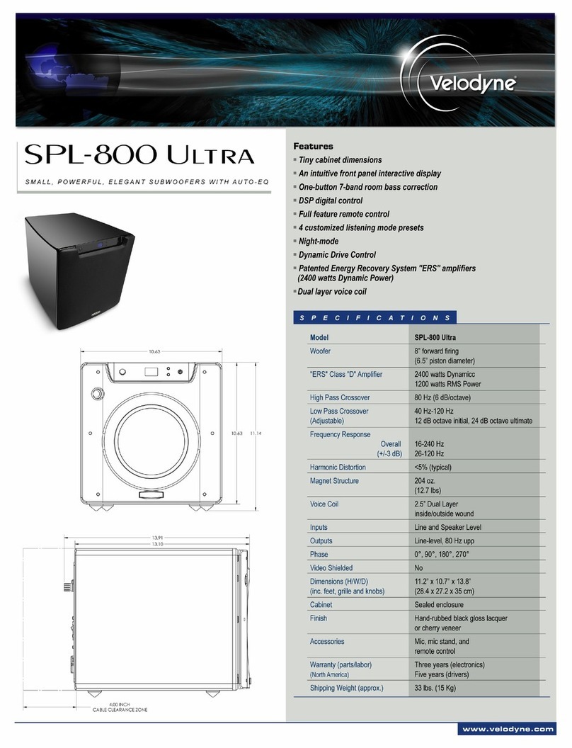 Velodyne SPL-800 ULTRA - REV B User manual
