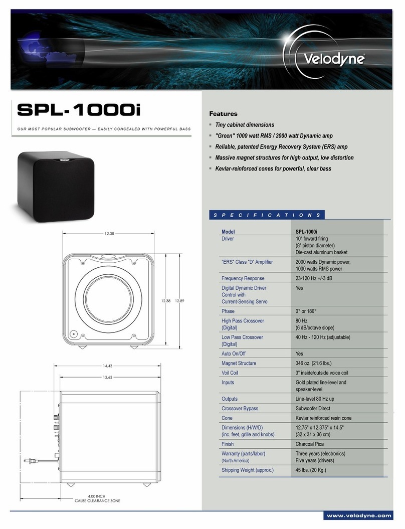 Velodyne SPL-1000I - Specifications