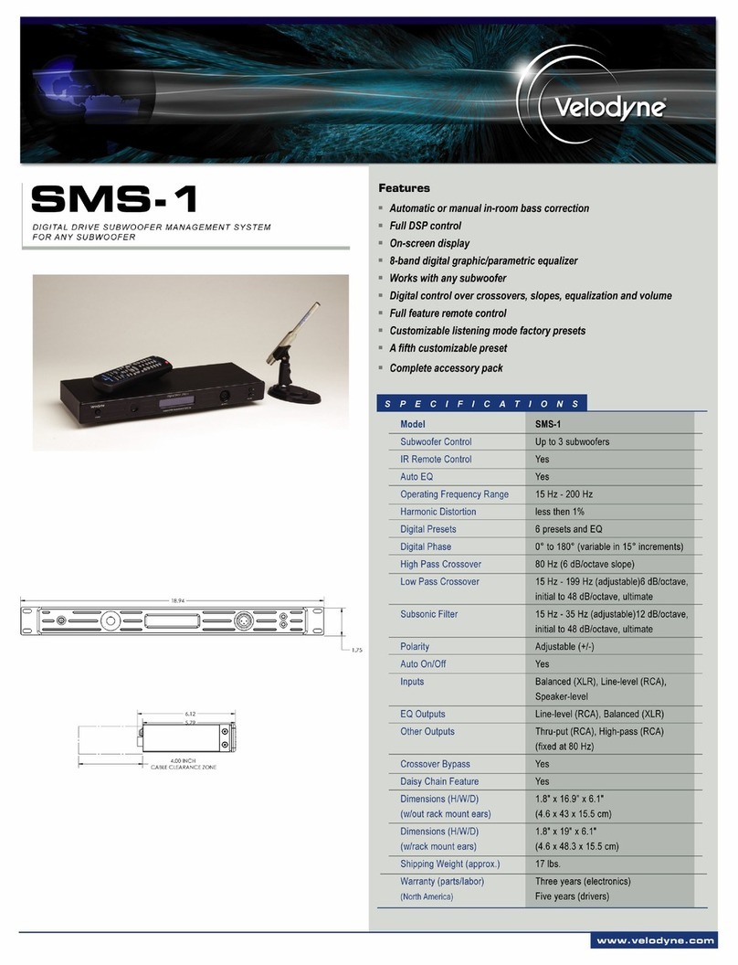 Velodyne SMS-1 - DATASHEET 1 Specifications