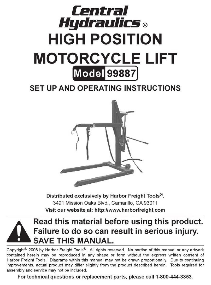 Central Hydraulics 99887 Set up and operating instructions