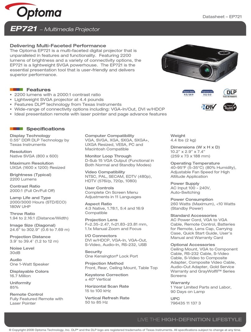 Optoma Optoma EP721 datasheet