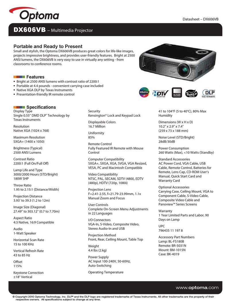 Optoma DX606VB datasheet