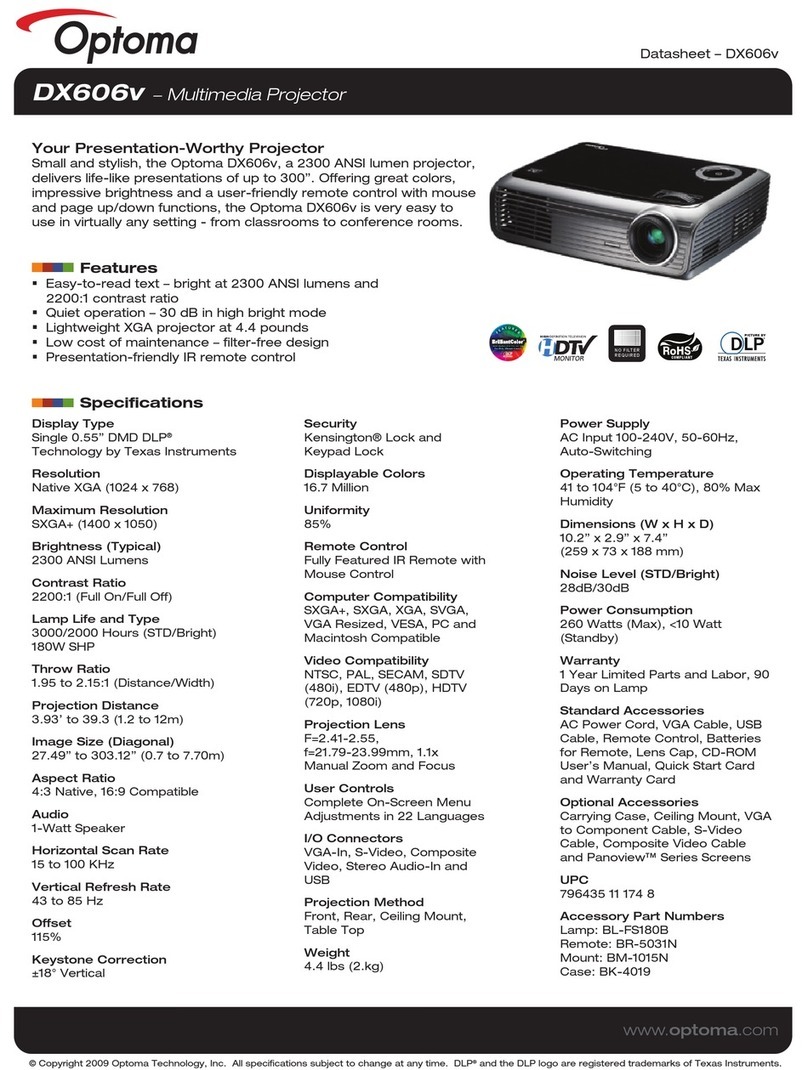 Optoma Optoma DX606V datasheet