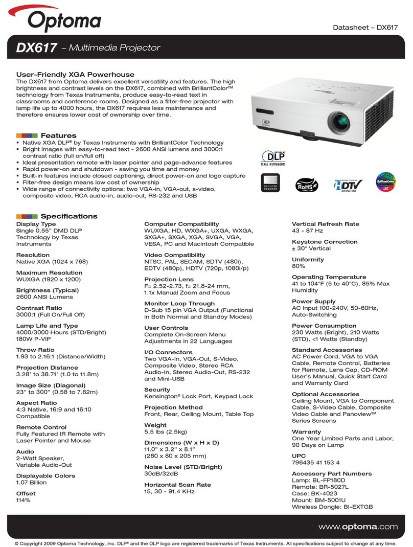 Optoma DX617 User manual