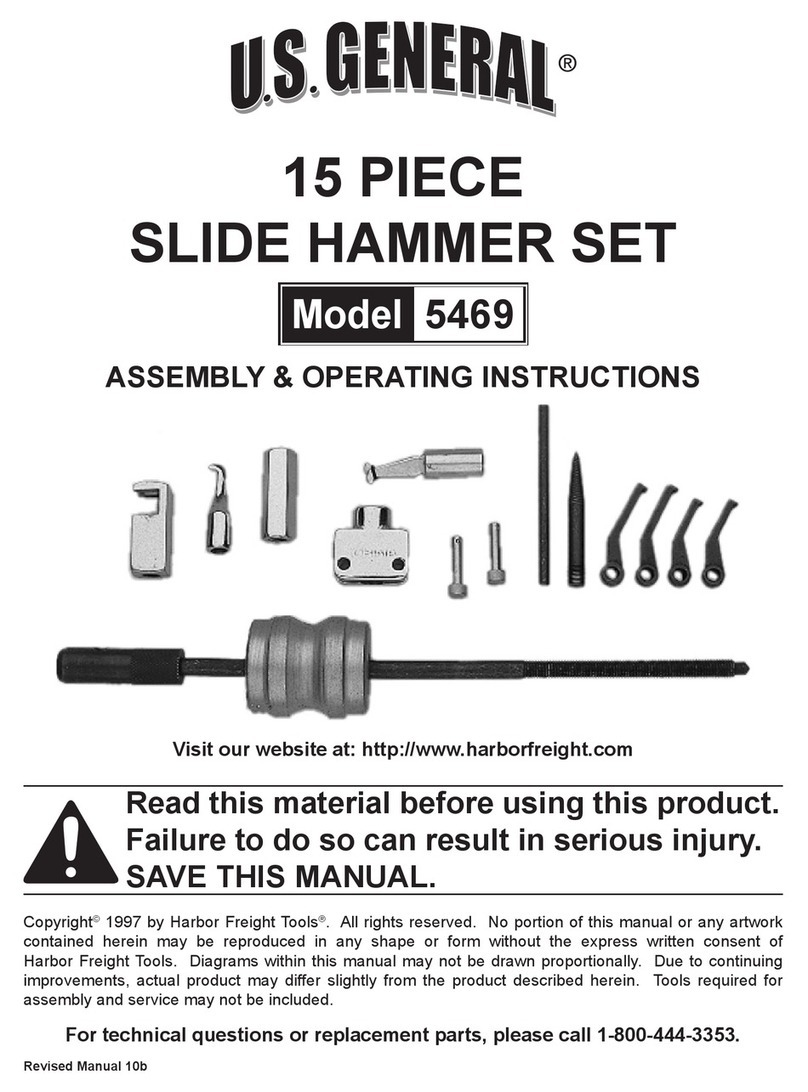 U.S. General 15 PIECE SLIDE HAMMER SET Assembly and operating instructions