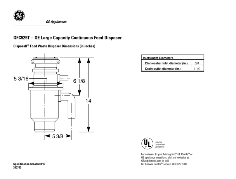 GE Disposall GFC525T Owner's manual