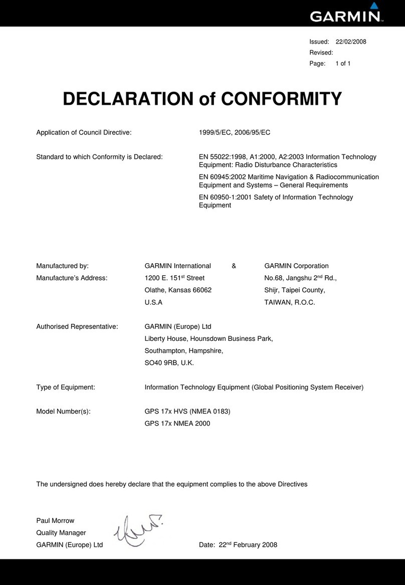 Garmin GPS 17x Declaration of conformity
