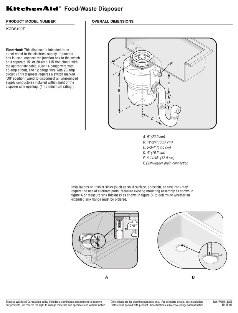 KitchenAid KCDS100T - 1 HP Continuous Feed Waste... Manual