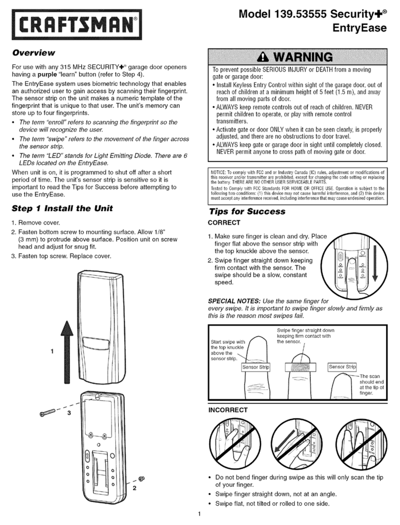 Craftsman 95355 - EntryEase Fingerprint Keyless Entry... user guide