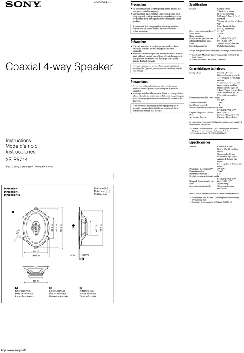 Sony XS-R5744 - Coaxial Speaker instructions