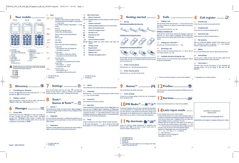 Alcatel OT-208 User manual
