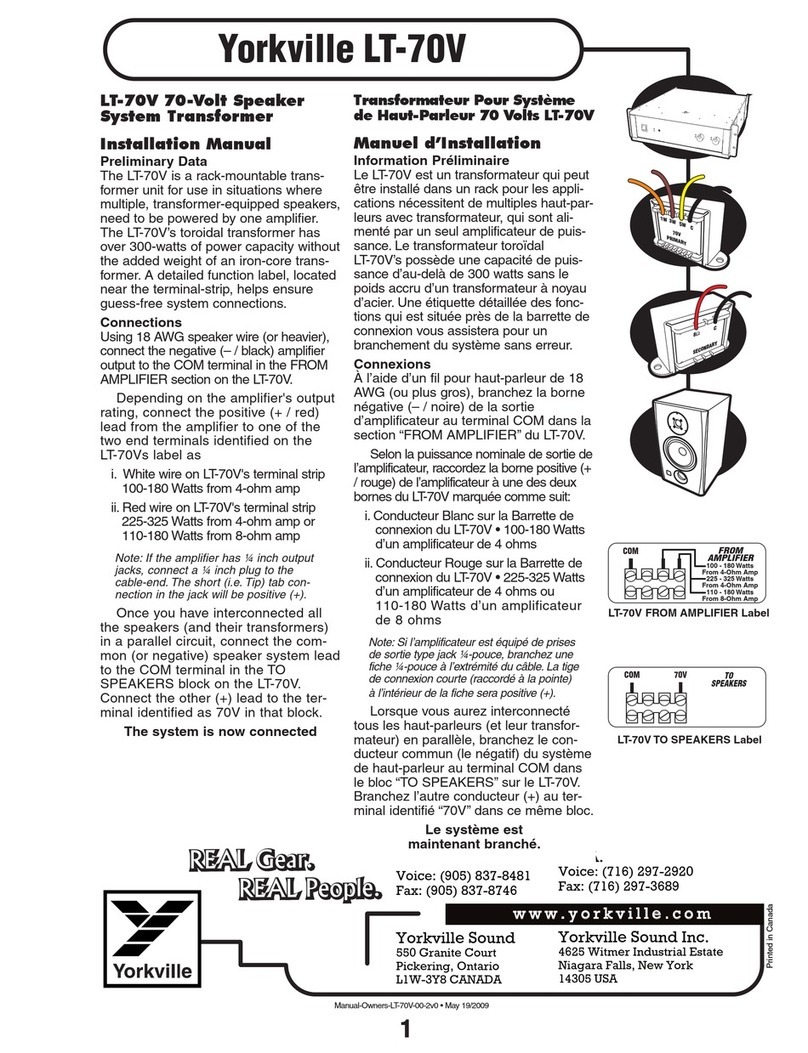 YORKVILLE LT-70V installation manual
