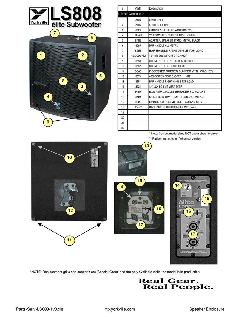 YORKVILLE LS808 - PARTS manual