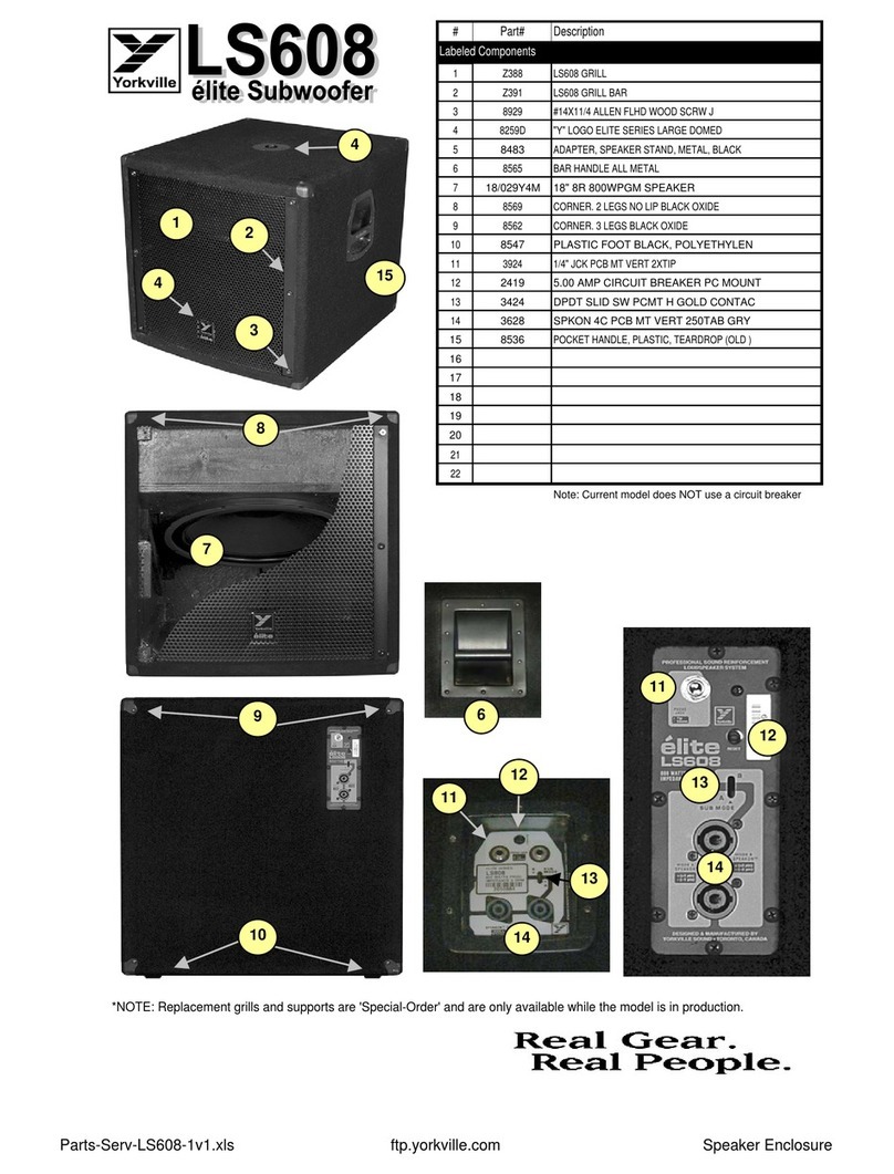 YORKVILLE LS608 - PARTS manual