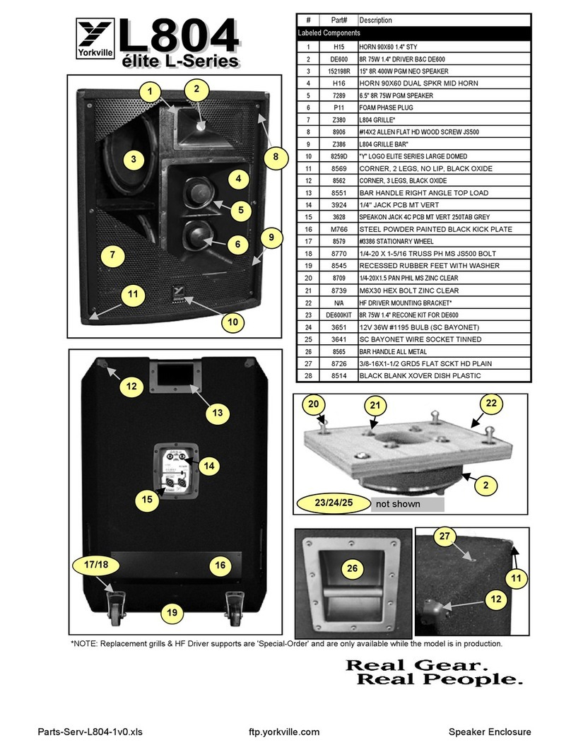 YORKVILLE L804 - PARTS manual
