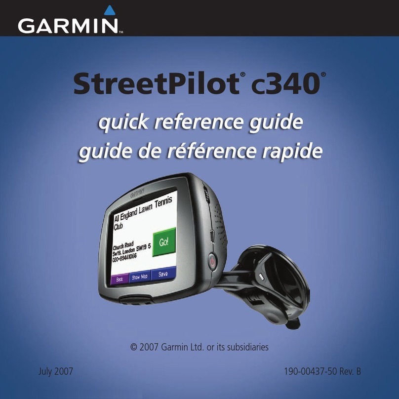 Garmin StreetPilot c340 Quick reference guide