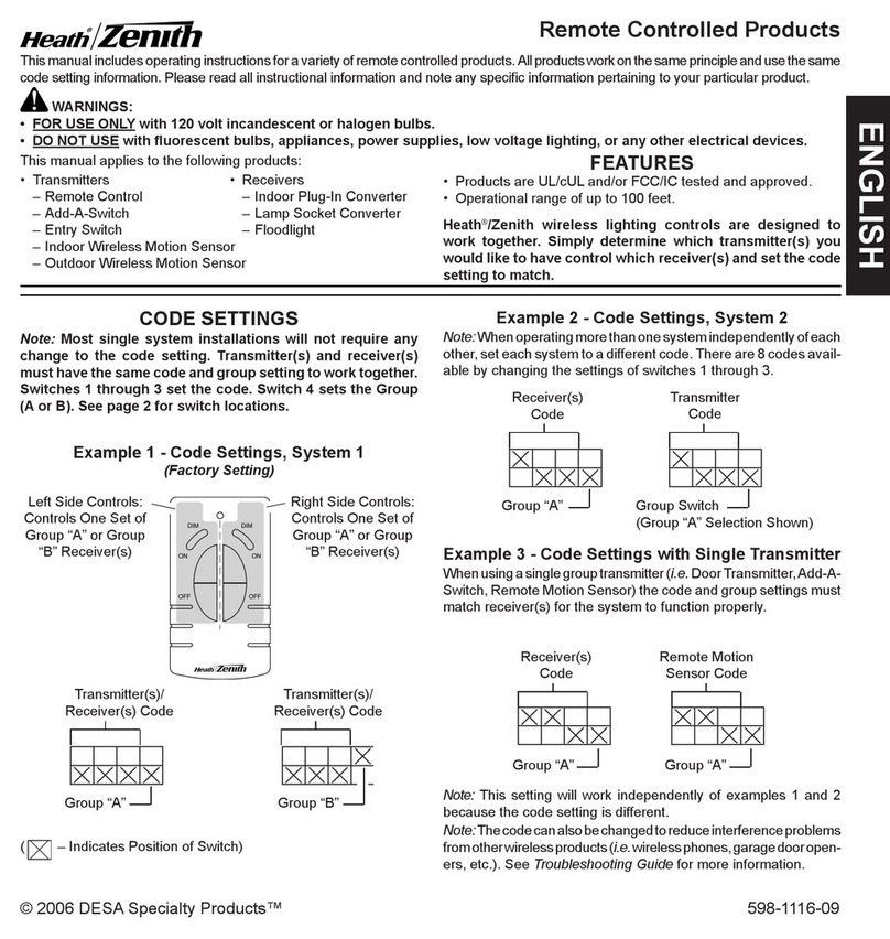Zenith SL-6026-WH-A - Heath - Wireless Command Motion Activated Lamp Socket... operating instructions