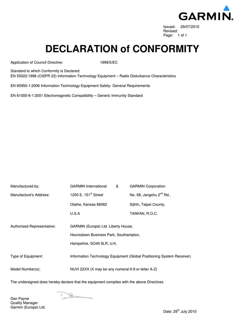 Garmin nüvi 2200 Declaration of conformity