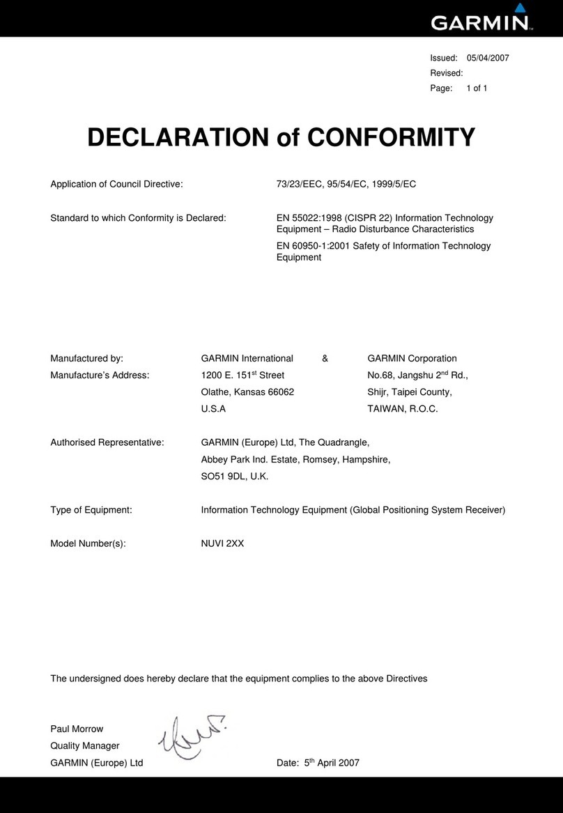 Garmin nuvi 200 Series Declaration of conformity