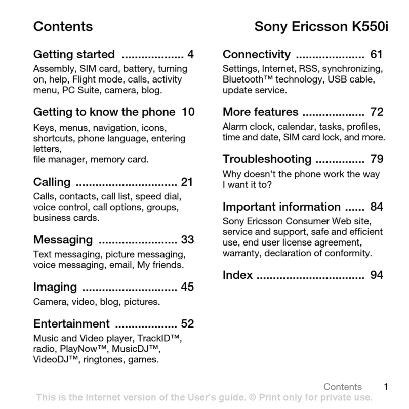 Sony Ericsson K550 User manual