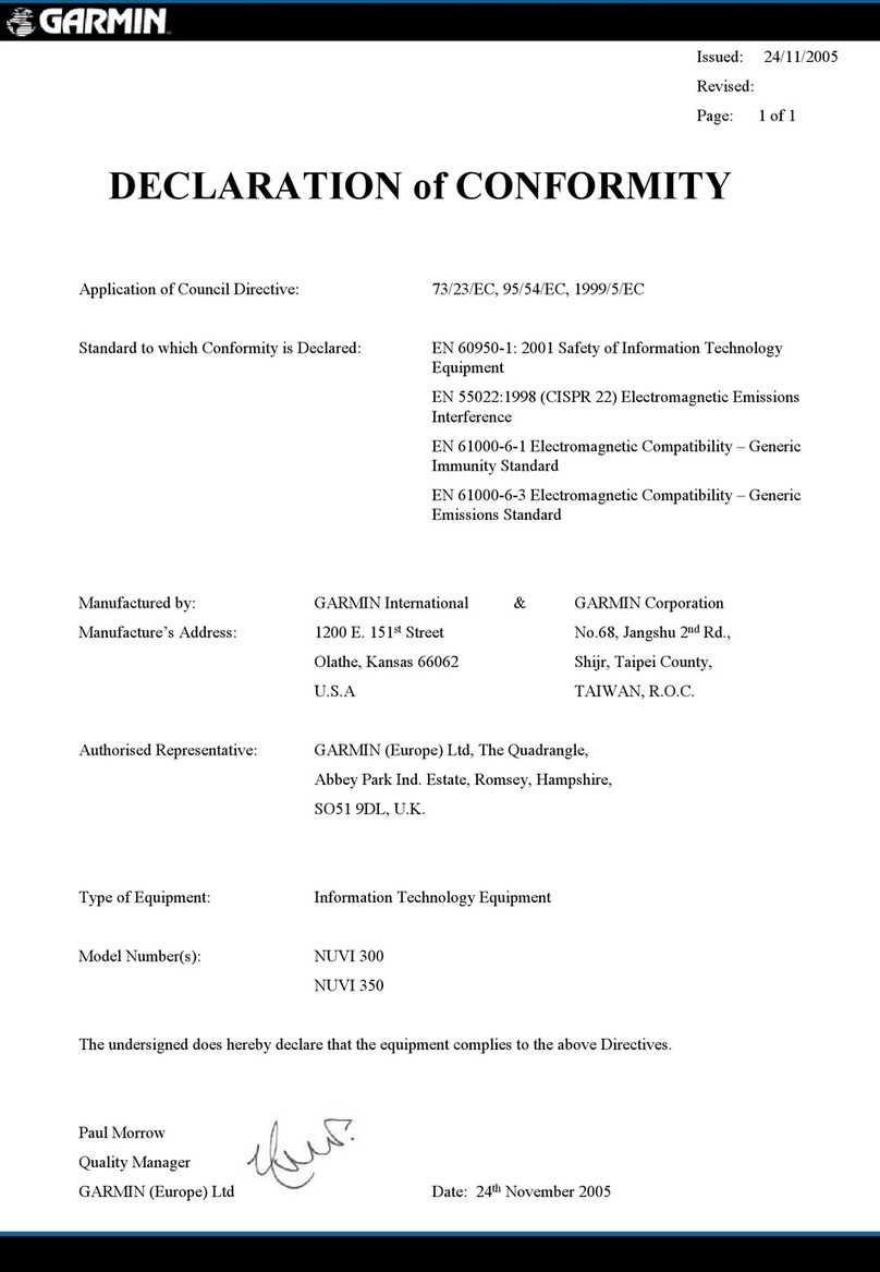 Garmin NUVI 300 SERIES Reference guide